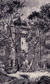 "Башня Фауста" в Маульброннском монастыре. Скан из книги "Легенда о докторе Фаусте". 