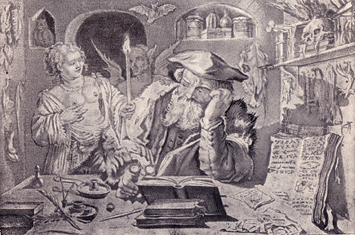 Мефистофель, Фауст и Елена. Адриана Матам, 17 век. 