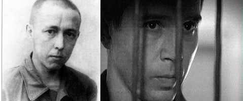 Справа - Солженицын, в заключении в Москве у калужской заставы. Слева - Глеб Нержин, кадр из фильма. 