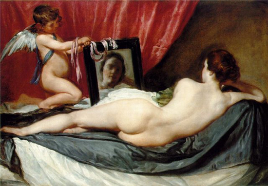 Венера перед зеркалом, картина Диего Веласеса. Дуся Петрова. Я так думаю, отражается в зеркале