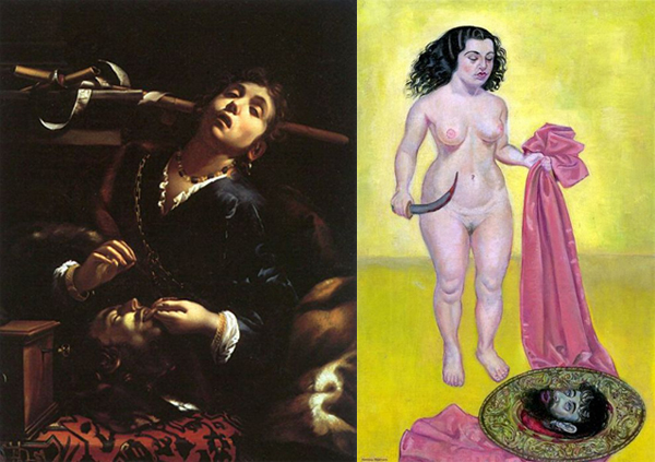 Саломея. Слева в исполнении Франческо дель Кайро, справа - Макены Альберты Бартон. Мужчина часто теряет голову при столконвении с женщиной, вопрос в том, как она ею распорядится