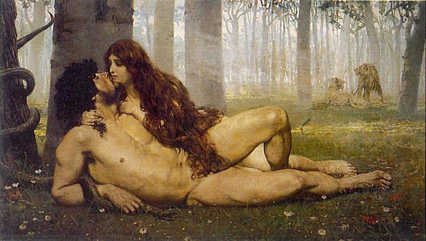 Люди, львы (орлы и куропатки). Сальвадор Винегра. Первый поцелуй. 1891