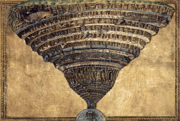 Круги Ада. Иллюстрация к «Божественной комедии» Данте Сандро Боттичелли. 1480-е годы
