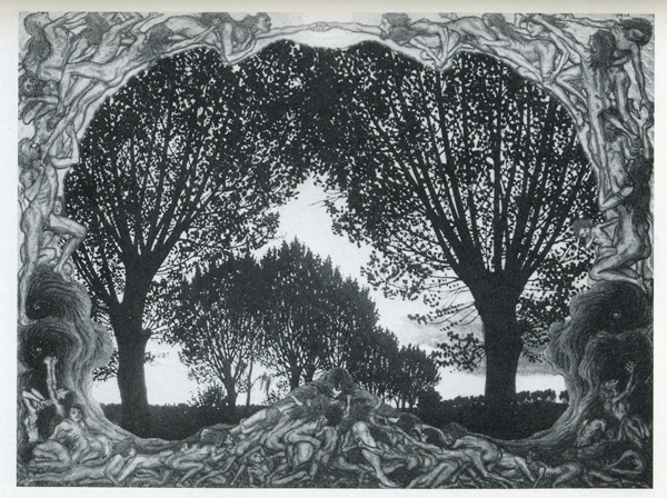 Сад и мертвые. Гравюра Фидуса. 1911