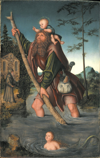 Лукас Кранах Старший. Святой Христофор несет младенца Иисуса Христа (христианский символ самости). 1516
