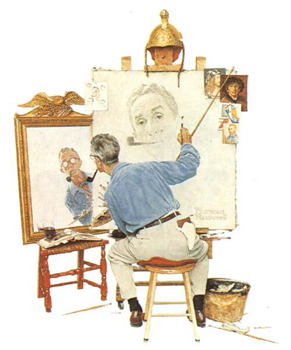 Норман Рокуэлл рисует свой автопортрет