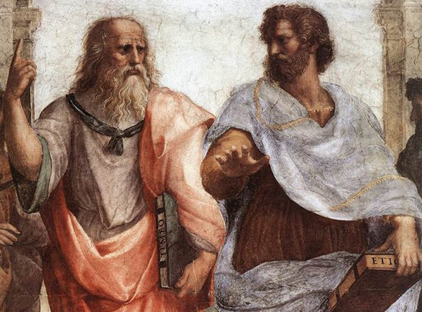 Платон и Аристотель (справа). Фрагмент фрески «Афинская школа» Рафаэля