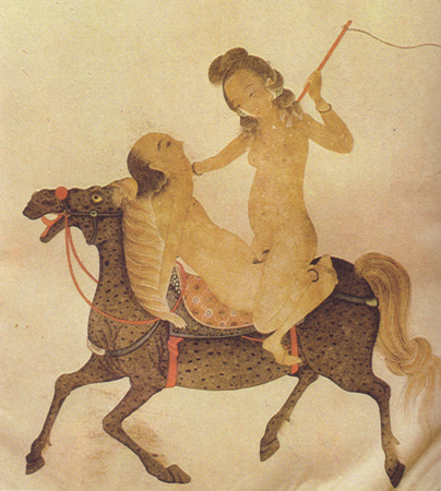 Старинная китайская порнографическая картинка, изображающая любовь северных варваров