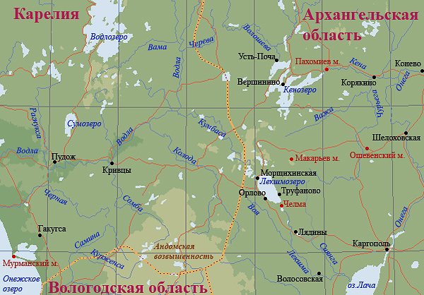 Карта озеро воже вологодская область