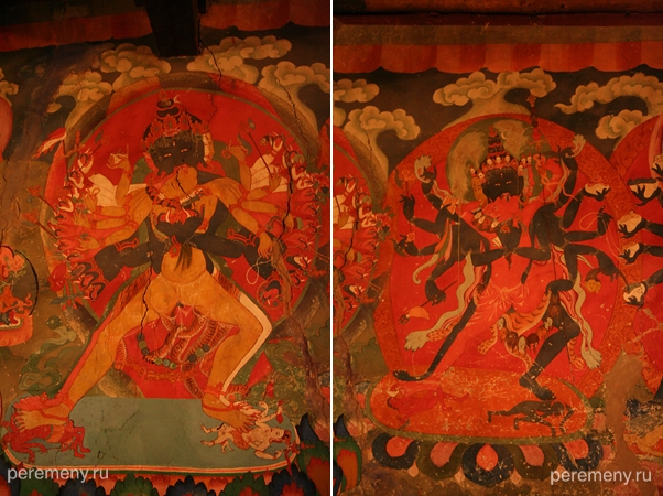 Буддистские демоны со своими шакти. Настенные росписи из того же монастыря. Фото Глеба Давыдова