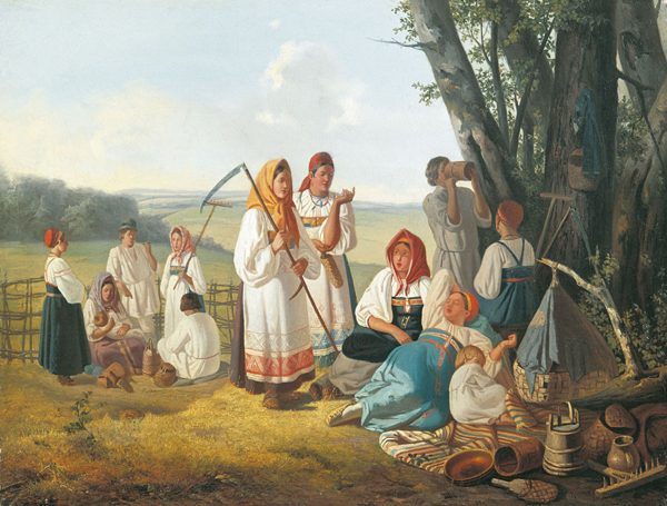 Лавр Плахов. Отдых на сенокосе. 1840