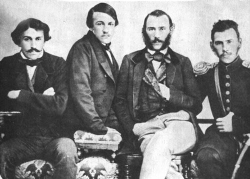 Братья Толстые. Слева направо: Сергей, Николай, Дмитрий, Лев.