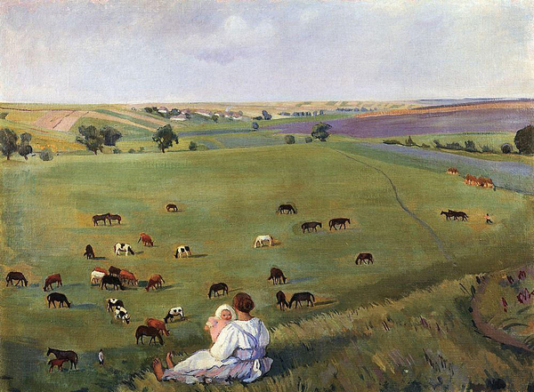 Зинаида Серебрякова. На лугу. Нескучное. 1912