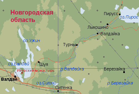 На этой карте очень грубо показаны острова на Валдайском озере. На самом деле их несколько и они представляют собой цепочку, соединенную мостами