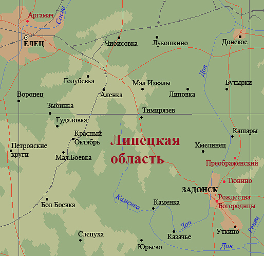 Карта задонска с улицами и номерами домов
