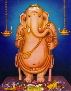 Сын Шивы, человек-слон Ганеша. Его изображение в Индии встречается в каждом доме, считается, что он приносит удачу.