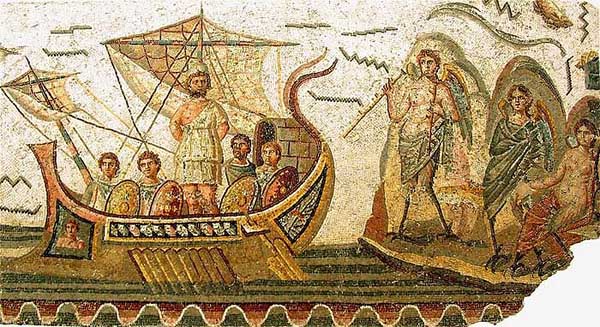 Одиссей и сирены. Римская мозаика II в. Национальный музей Бардо, Тунис