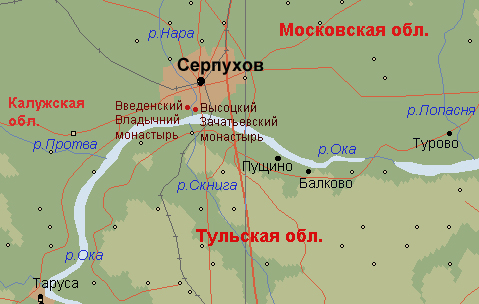 Перед Серпуховом Ока делает резкий поворот на восток