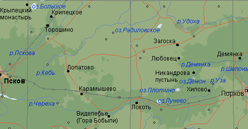 От Пскова до Порхова по прямой 74 километра
