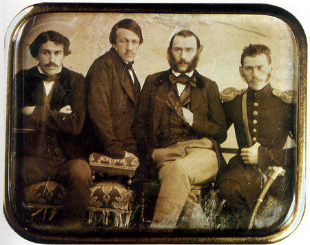 Лев Толстой (самы правый) и его братья Сергей, Николай, Дмитрий (слева направо)