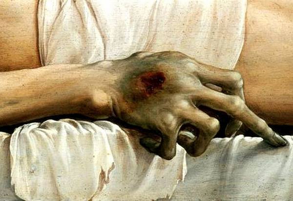 Ганс Гольбейн Младший. "Мертвый Христос в гробу", 1521-1522 (фрагмент)