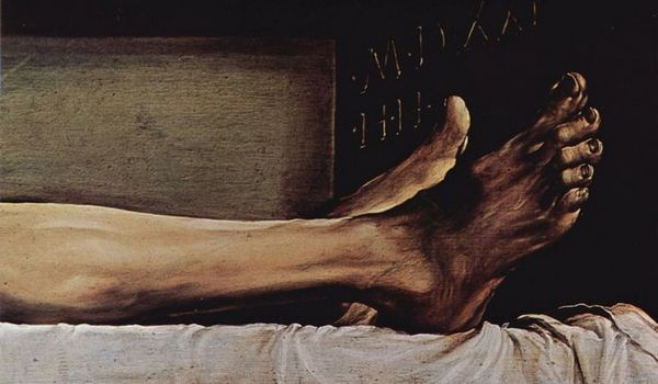 Ганс Гольбейн Младший, "Мертвый Христос в гробу", 1521-1522 (фрагмент)