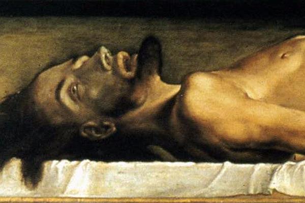Ганс Гольбейн Младший, "Мертвый Христос в гробу", 1521-1522 (фрагмент)