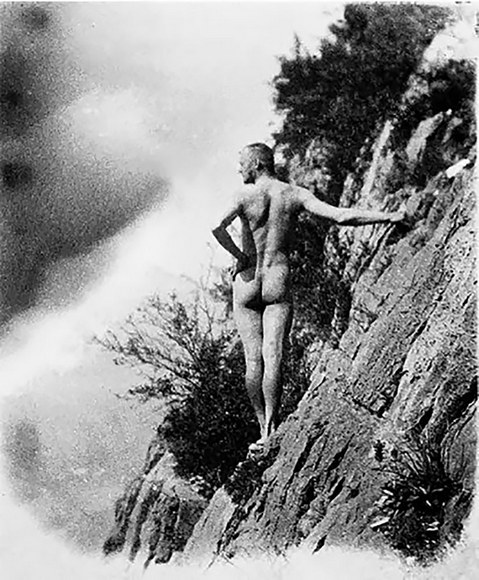 Hermann Hesse enjoying naked mountaineering in Amden