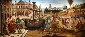 Maestro dei cassoni campana, teseo e il minotauro, 1510-15