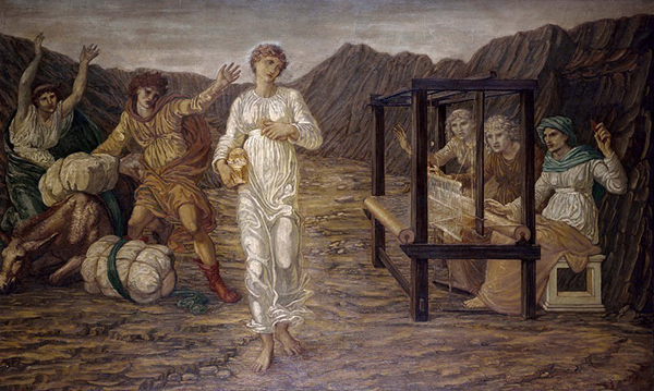 Психея, сошедшая в преисподнюю_ рядом Мойры. прядущие нити судеб. Психея Эдварда Берн-Джонса. 1881