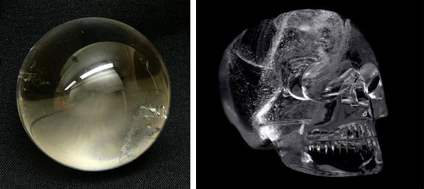 Слева - магический кристалл, справа - череп из Юкатана.