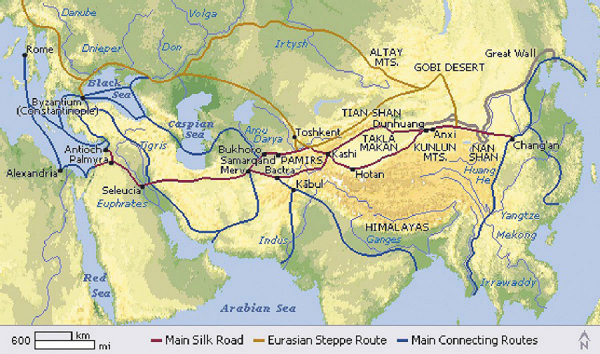 Великий шелковый путь и прилегающие маршруты